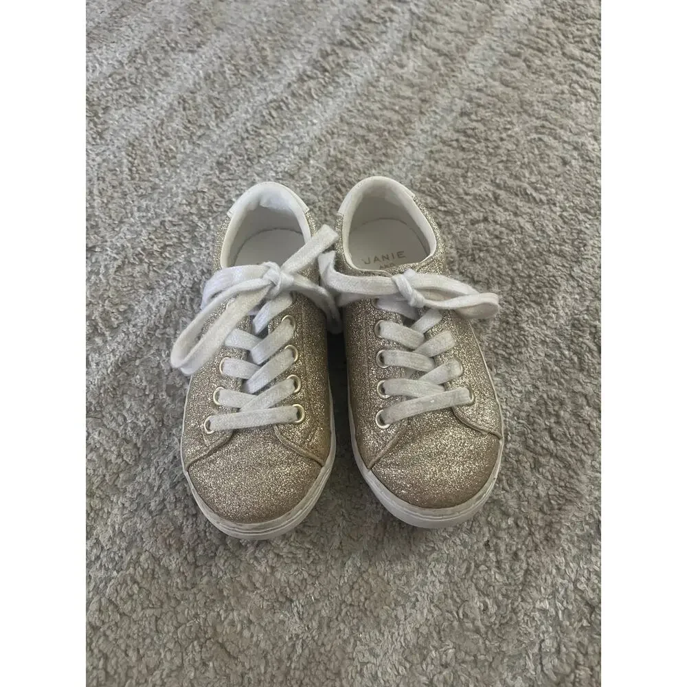 Janie and Jack Gold Sparkle Glitter Lace Up Sneakers 9